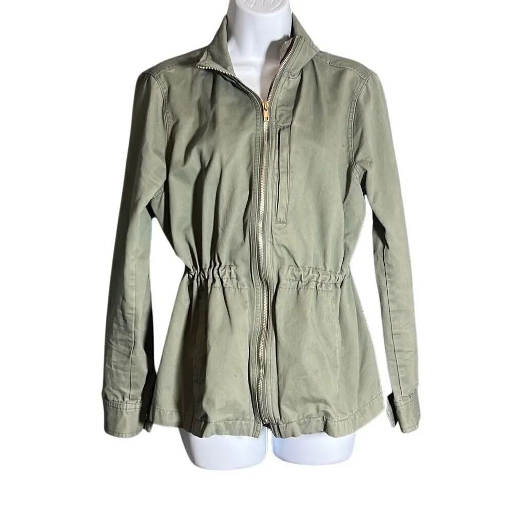 Women’s Utility Jacket – Olive Green Zip-Up – Size M